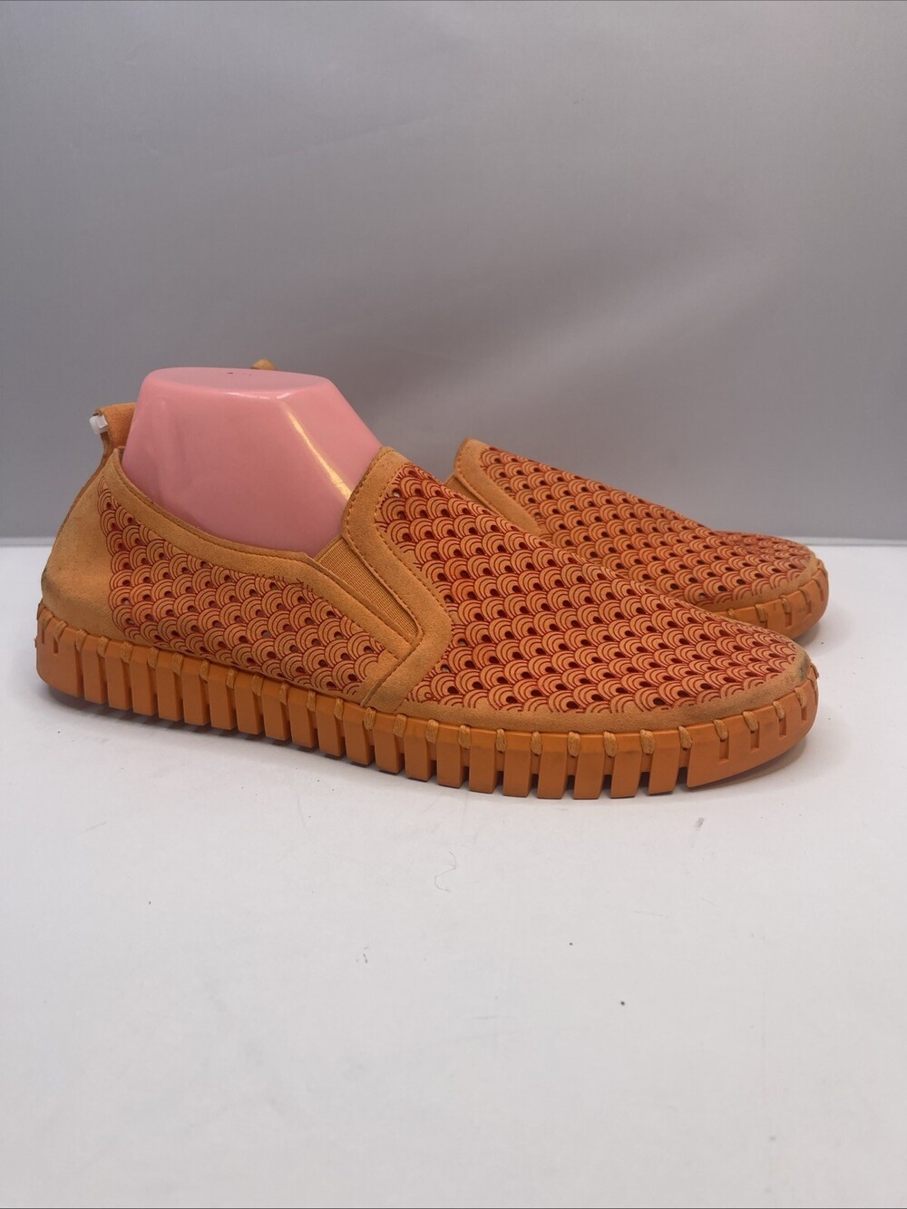Ilse Jacobsen Women's Tulip Flat Size 44 14 Slip On Shoe Orange Perf Leather